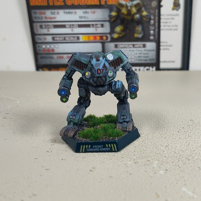 #ad Battletech Pro Painted Battletech Cobra With Pilot And Mech Cards $45.00
