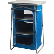Collapsible Storage Cabinet W/ 3-Shelf Zippered Door & Removable Table Top Camp
