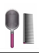 Genuine DYSON Supersonic Detangling Comb and Paddle Brush Set GRAY/FUCHSIA, USED