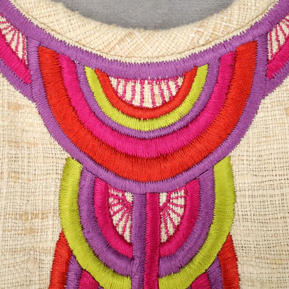 Vestido Trina Turk Para Mujer 6 Beige Seda Tweed Bordado Escote Espalda Corredora Forrado Foto 4 de 4