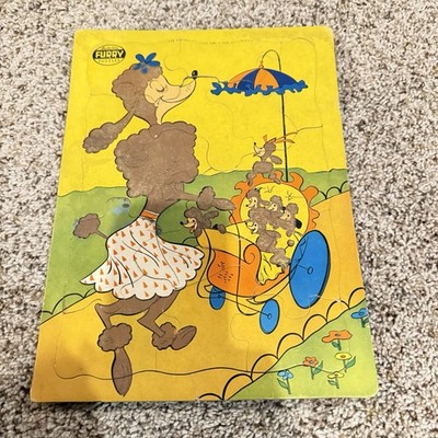 Built Rite Toys Sta-N-Place Inlaid Child's Tray Puzzle #125 Poodle Mom 15 Pieces