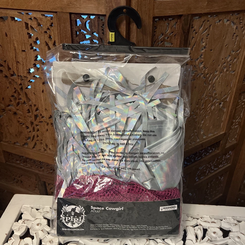 Sexy Space Cowgirl Halloween Costume Medium Sz 8-10 Romper Chaps Fringe Mesh NEW - Image 4 of 4