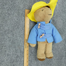 Paddington Bear Plush Blue Duffle Coat Yellow Hat Teddy Toy Vintage Eden Toys