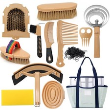 GHWMYD Horse Grooming Kit for Bathing, 13Pcs Horse-Brush Set with Mesh Bag, S...