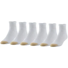 GOLDTOE Men's 656p Cotton Quarter Athletic Socks, Multipairs, White (6-Pairs)...