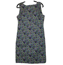CDC Purple Floral Cotton Sheath Dress Womens Size 12 Vintage 90s Comfort Stretch