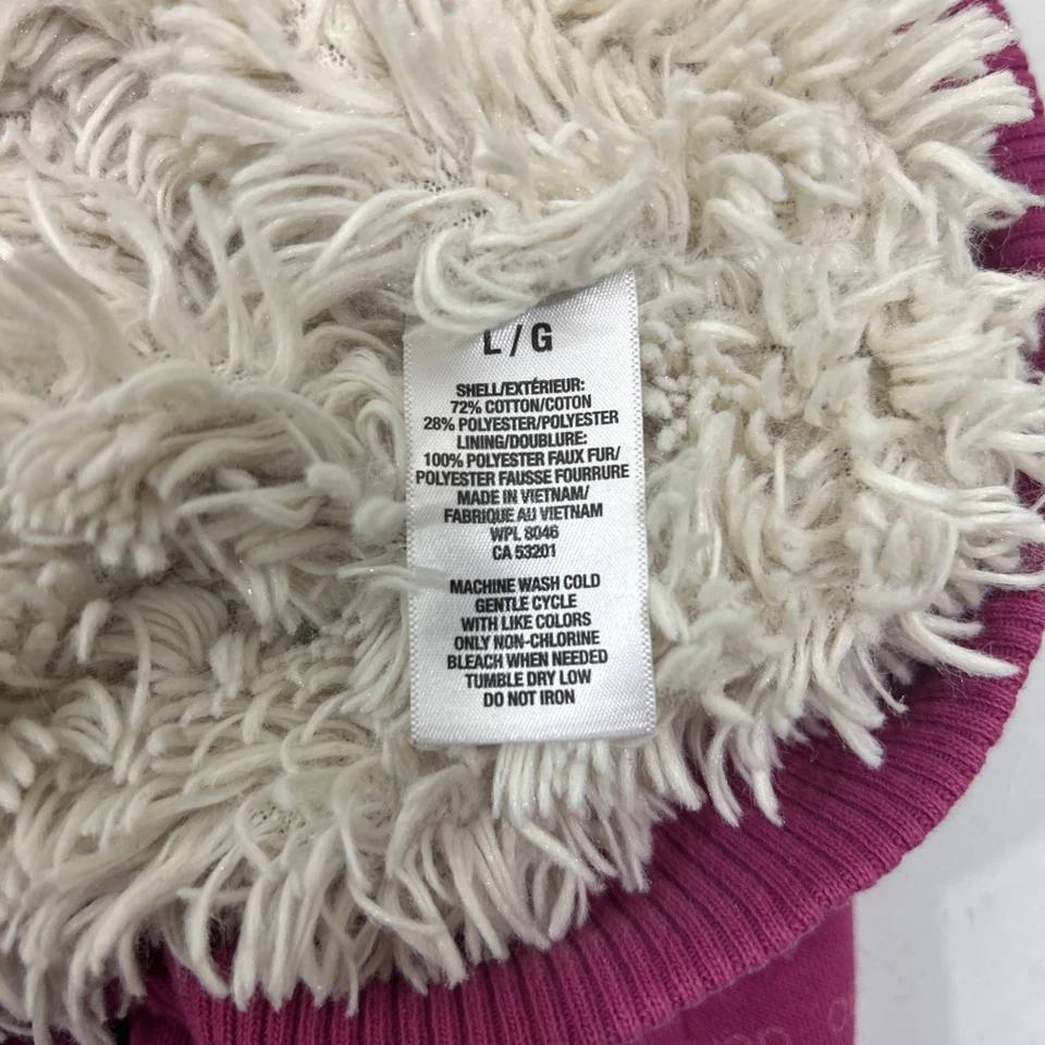 Abrigo Aeropostale Niñas Grande Rosa Imitación Piel Forrado Capucha Cremallera Completa Mangas Largas Foto 4 de 4