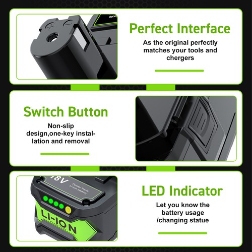 For RYOBI P108 18V One Plus P102 P107 Battery High Capacity Lithium 8.0Ah 9.0Ah - Picture 8 of 18