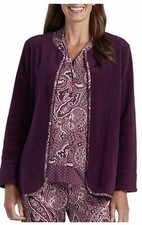 Miss Elaine NWT Women Long Aubergine Burgundy Zipper Fleece Robe Choose Size