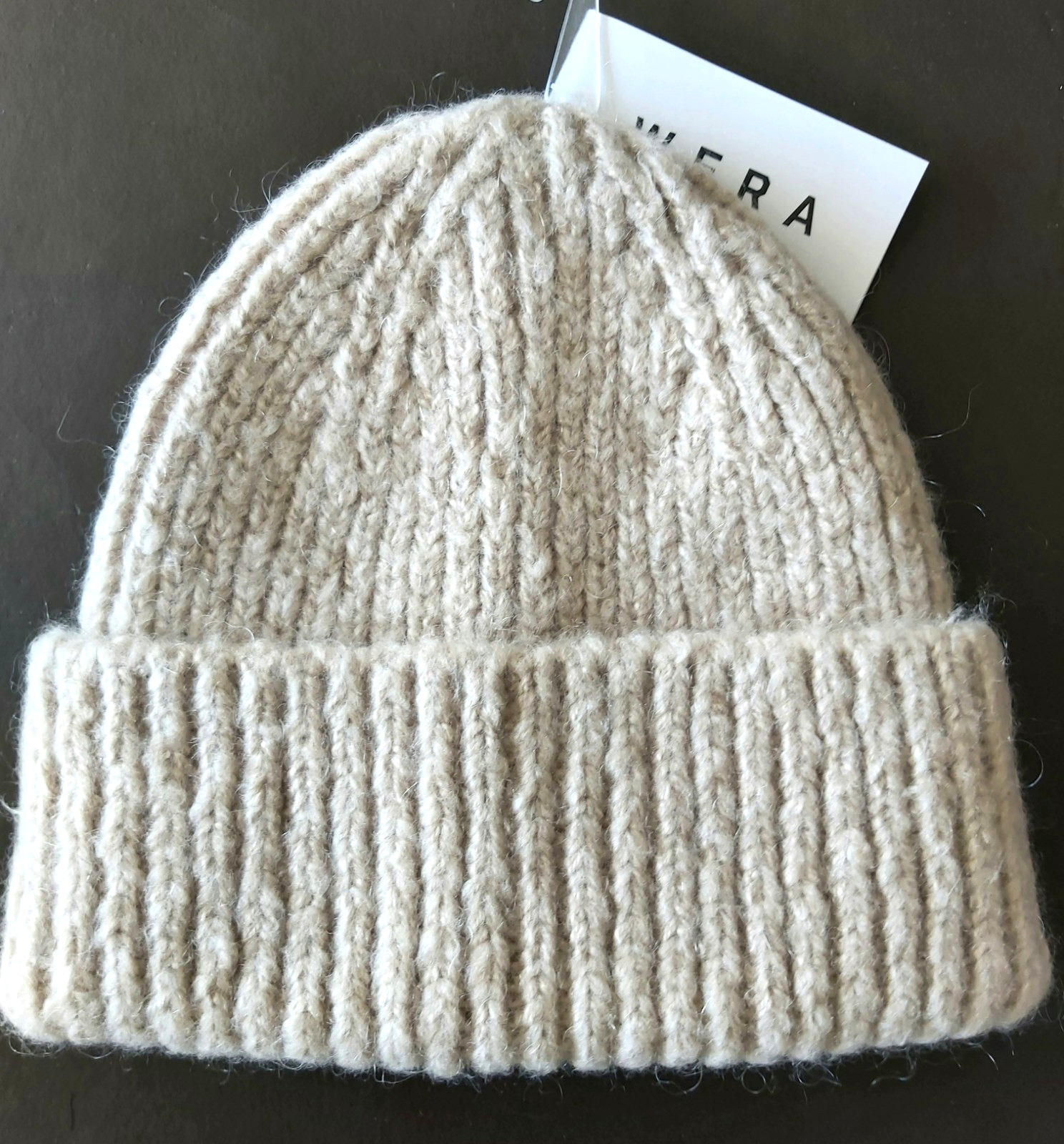 CARIN WESTER of Sweden OAT Chunky WOOL & MOHAIR CONTENT Cuff BEANIE Hat Warm