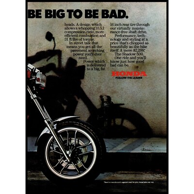 1983 Honda Shadow 500 Cruiser Motorcycle 2 page Vintage Print Ad