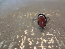  199-VINTAGE STERLING SILVER NATIVE AMERICAN RING-SIZE-5--MARKED M