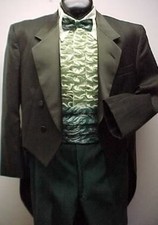 LORD WEST GREEN CROSSWEAVE TAIL TUX JACKET or 2pc MENS TUXEDO PROM WEDDING