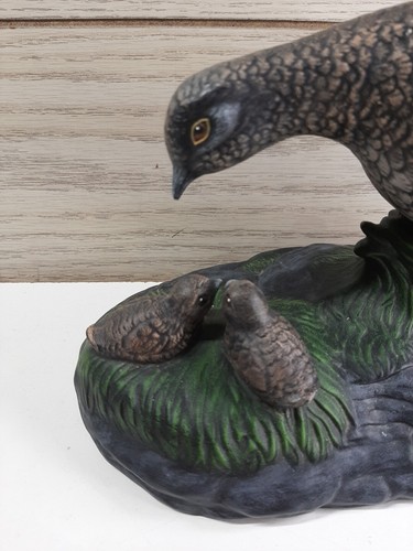 Vintage Ceramic Quail Bird Figurine 11.5x 6” Tall Hand Painted Brown Green - Picture 4 of 11