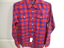 New Brooks Brothers Red Blue Boy's Size Large Plaid Flecee Shirt 60 712