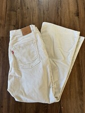 Levis Premium Womens Jeans 70s High Flare Cream Corduroy Pants Size 32