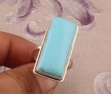 Genuine Blue Turquoise Ring 925 Sterling Silver Handmade Ring Promise Gift Ring