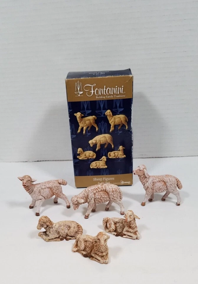 Juego de 6 figuras de belén de ovejas romanas Fontanini con caja 55016 escala 3,5" Foto 2 de 4
