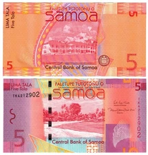 2017 Samoa P38c 5 Tala Banknote  UNC