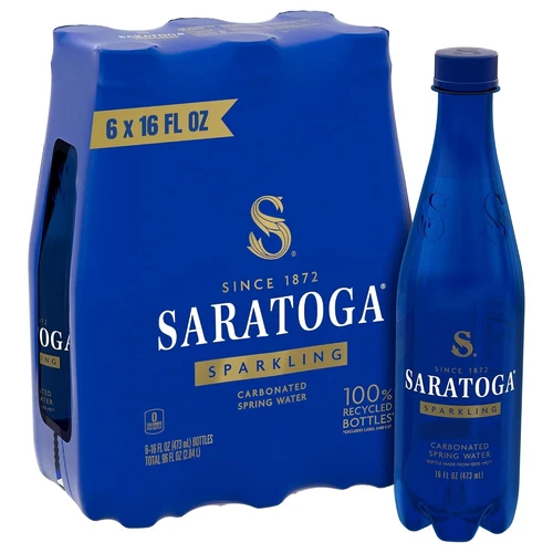 SaratoSparkling Spring Water Bottle PET, 16 Oz, 6-Pack