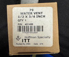 HOFFMAN, P/N: 401488., NO. 79 STRAIGHT WATER MAIN VENT VALVE. 1/2" X 3/4", NEW