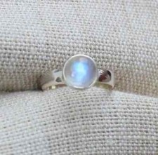 925 Sterling Silver Handmade Rainbow Moonstone Statement Boho Ring All Size R13