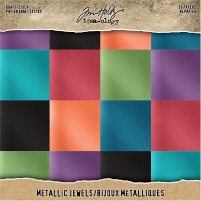 Tim Holtz Metallic Juwelen Kraftkern 36 Blatt 8'' x 8'' Block Geburtstagskartenherstellung
