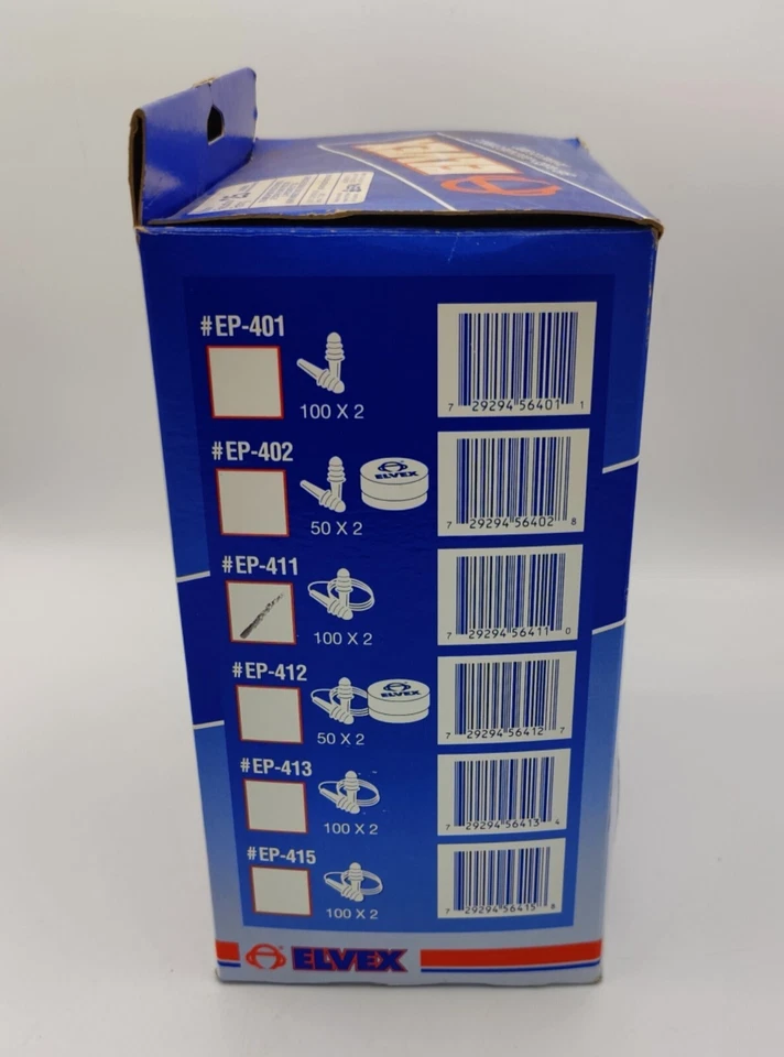Nuevos tapones para los oídos ELVEX EP-411 Quattro con cable reutilizables azules 100 ct. Hechos en EE. UU. Foto 2 de 4