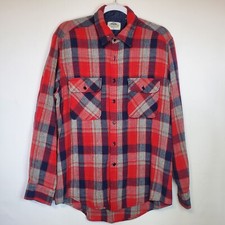 Vintage Fieldmaster Wool Plaid Shirt Size 46" Chest Tag Missing Mens Flawed