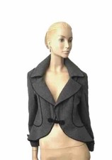 Paul Louis Orrier Gray W/black Trim Wool-cashmere Blend Jacket Size 42 Fr