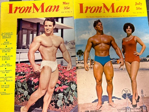 IRON MAN bodybuilding Lot Of 2 magazine Vol 25 #5 July 1966 & Vol.25 #4