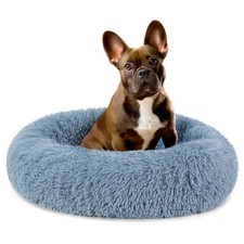 Calming Dog Bed Small Medium Dog Pet Round Donut Washable Fluffy Fur Cuddler