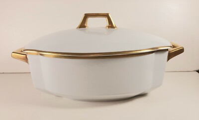 H & Co Selb  Bavaria Gold banded X Large Covered Vegetable Potato serving dish