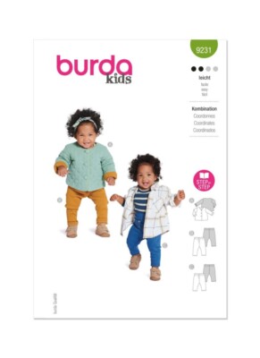 Burda Style Schnittmuster 9231 Babys Jacke und Schlupfhose mit Knopfleiste