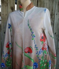 Vtg Silky M 12/14 Maxi Tropical Floral Zippered Lingerie Lounging Robe Polyester
