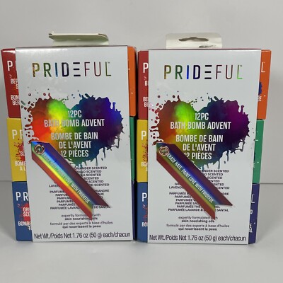 PRIDEFUL 12 Pc Rainbow Bath Bomb Gift Set Lot Of 2 New