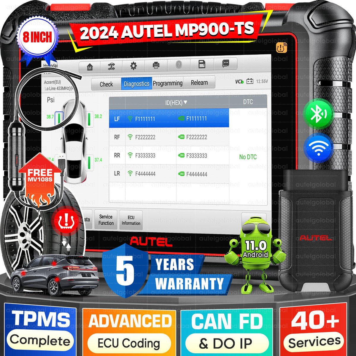 Autel MaxiPRO MP900-BT Diagnostic Scanner - 2025 Model With 40+ Services, Bi-directional Tests & ECU Coding