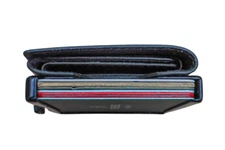 RFID Blocking Slim Solid Leather Aluminum Wallet - ZNAP by slimpuro (Black)