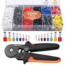 Ferrule Crimping Tool Kit with 2000PCS Wire Connectors, Preciva AWG23-7 Self-adj