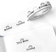 NEW TCMC The Coffee Monsterz Co Typewriter Days of the Week Washi Tape Roll