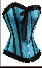 Lily Turquoise Satin Burlesque Corset