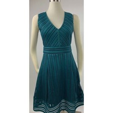 J.Crew Teal Sleeveless Fit N Flare Eyelet/ Lace Dress Size 2
