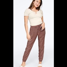 PINK Easy Jogger Lounge Pants Elastic Waist Animal Leopard Print Womens Size S