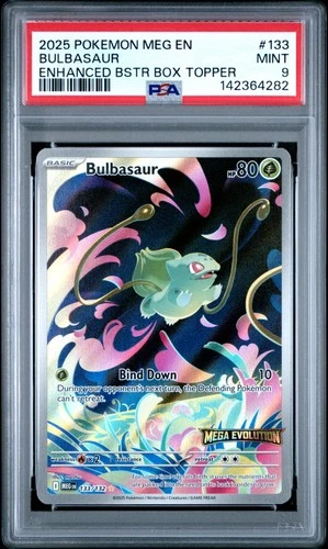 2025 POKEMON MEG EN-MEGA EVOLUTION ENHANCED BOOSTER BOX TOPPER BULBASAUR PSA 9