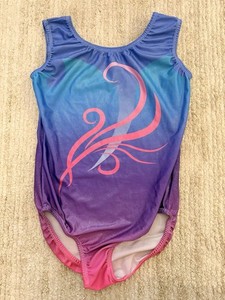 New WOT Dance Gymnastics Leotard Child Large 160, Shimmery Purple, Pink, Blue