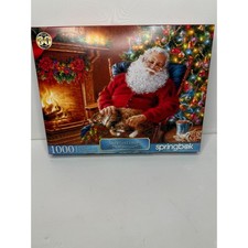 Springbok 1000 Piece Christmas Santa Cat Nap Jigsaw Puzzle, New