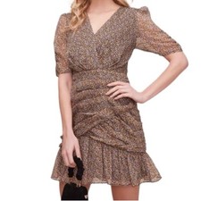 NEW ASTR the label shirred bottom black floral minidress