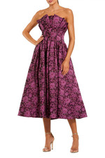 MAC DUGGA FLORAL BROCADE A-LINE-MIDI EVENING DRESS SIZE 8