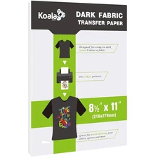 Koala Heat Transfer Paper for T-Shirts - 10 Sheets of Dark Fabric Iron-On Vin...