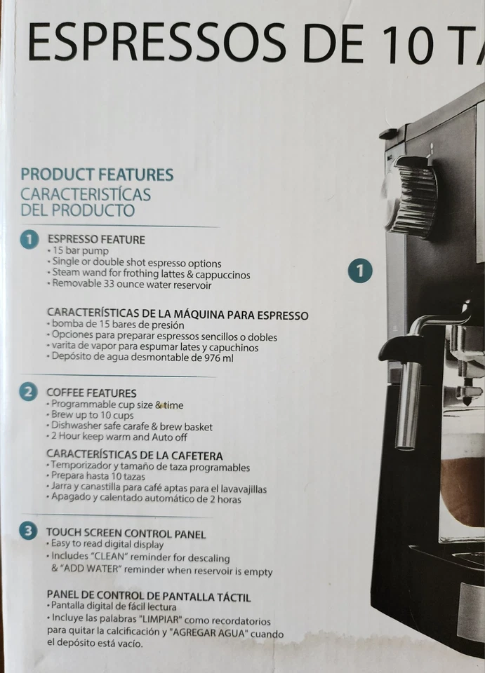 Dual Brew 10Cup Coffee + Espresso Black & Stainless Finish Touchscreen Display - Image 4 of 4